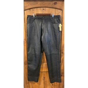 NWT Excelled Leather Pants Womens 20 Black New Straight Leg High Waist